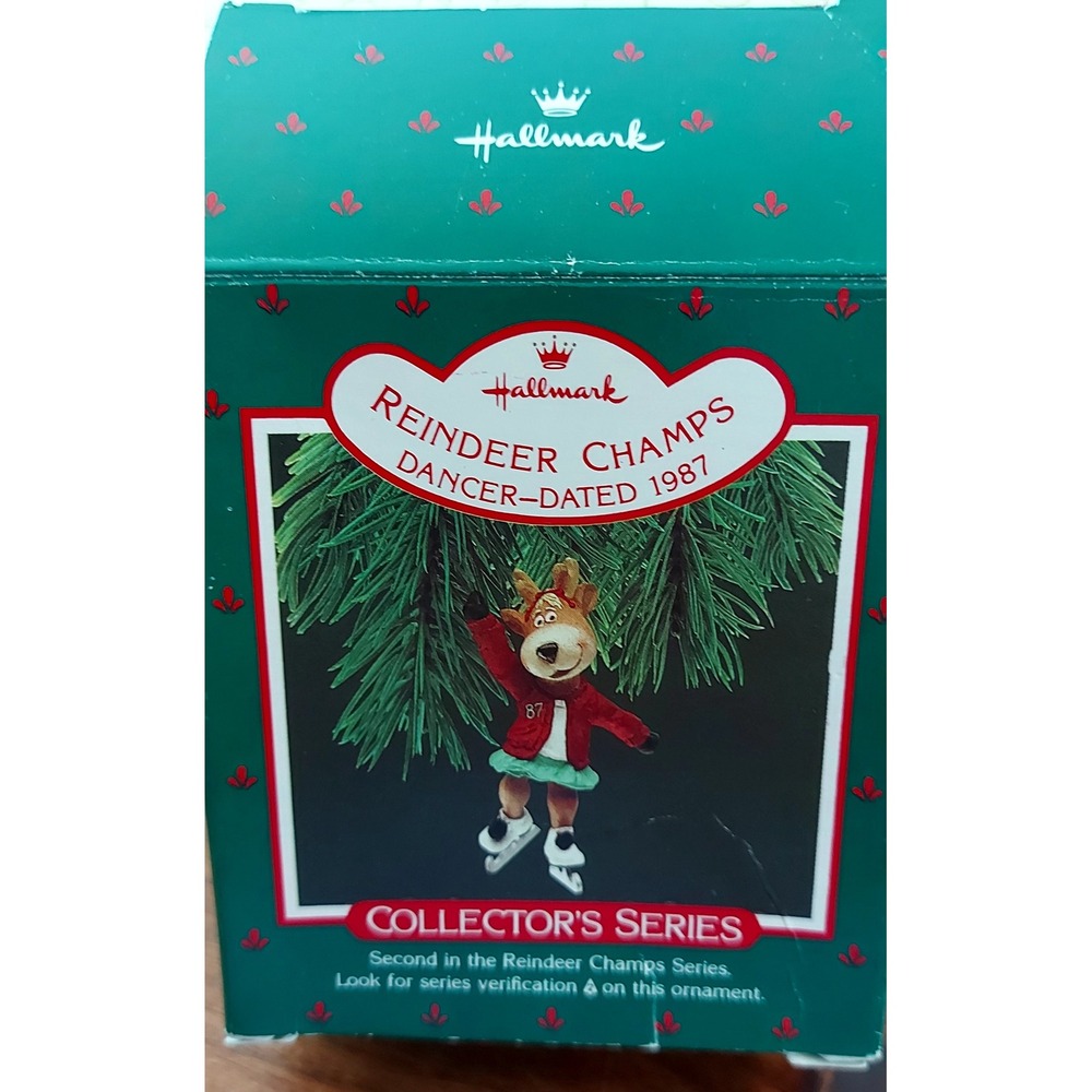 Vintage 1987 Hallmark Keepsake Ornament Reindeer Champs Dancer Ice Skater Boxed